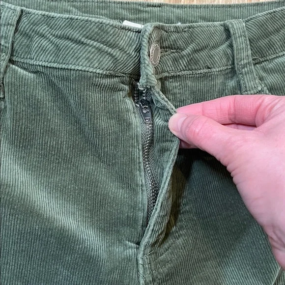 Saints & Hearts Green Extreme Flare Corduroy Pants Large L Distressed Hem EUC - Picture 4 of 13